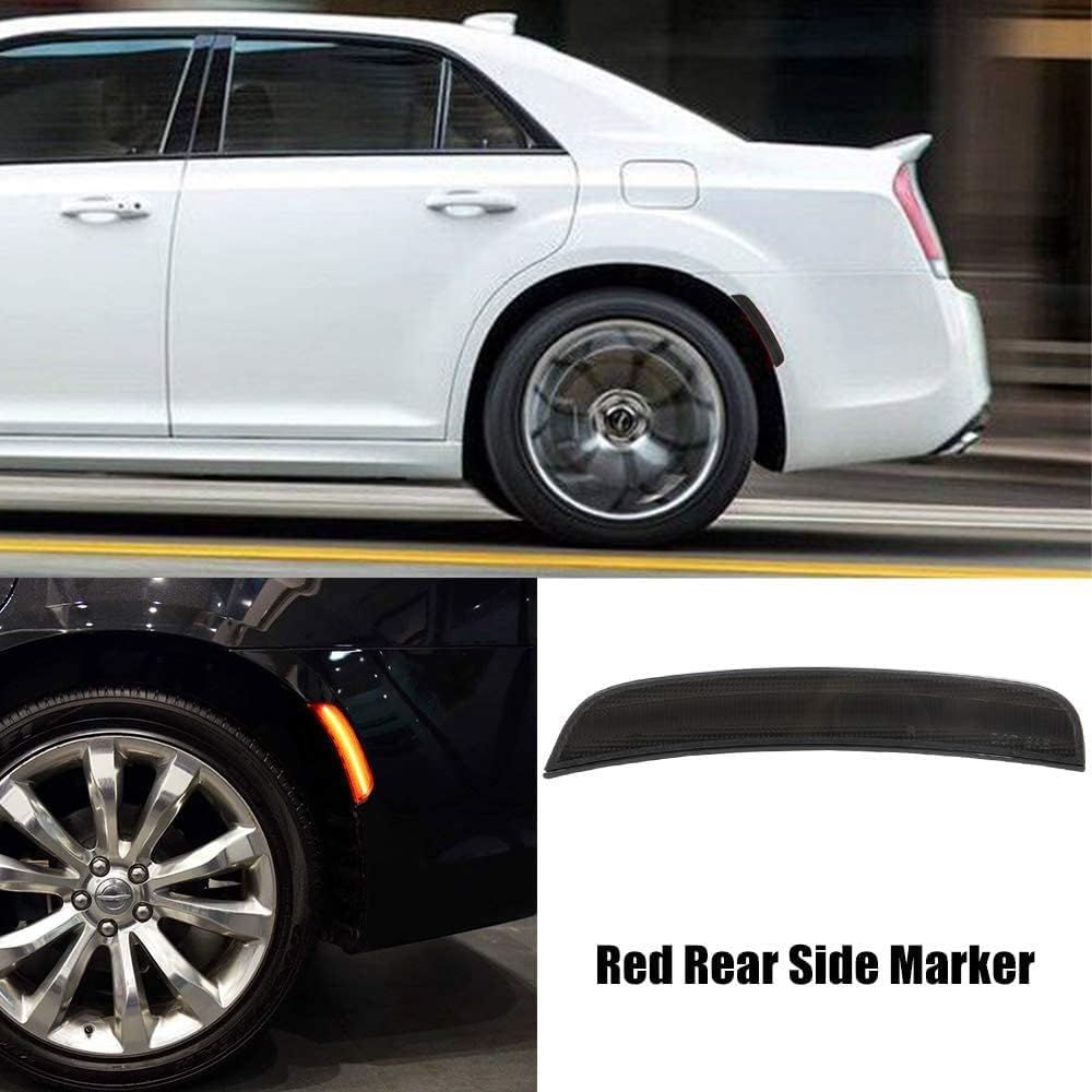 NJSBYL Smoke Lens Amber/Red Full LED Front Rear Side Marker Light Kits for Chrysler 300 2015 2016 2017 2018 2019 2020 2021 2022 300S 300C C Platinum