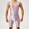 Men'S Playsuit Gym High Elastic Bodysuit Shaper Wear Sexy Seamless Bulge Pouch Sleeveless Shirt Man Leotard Tights