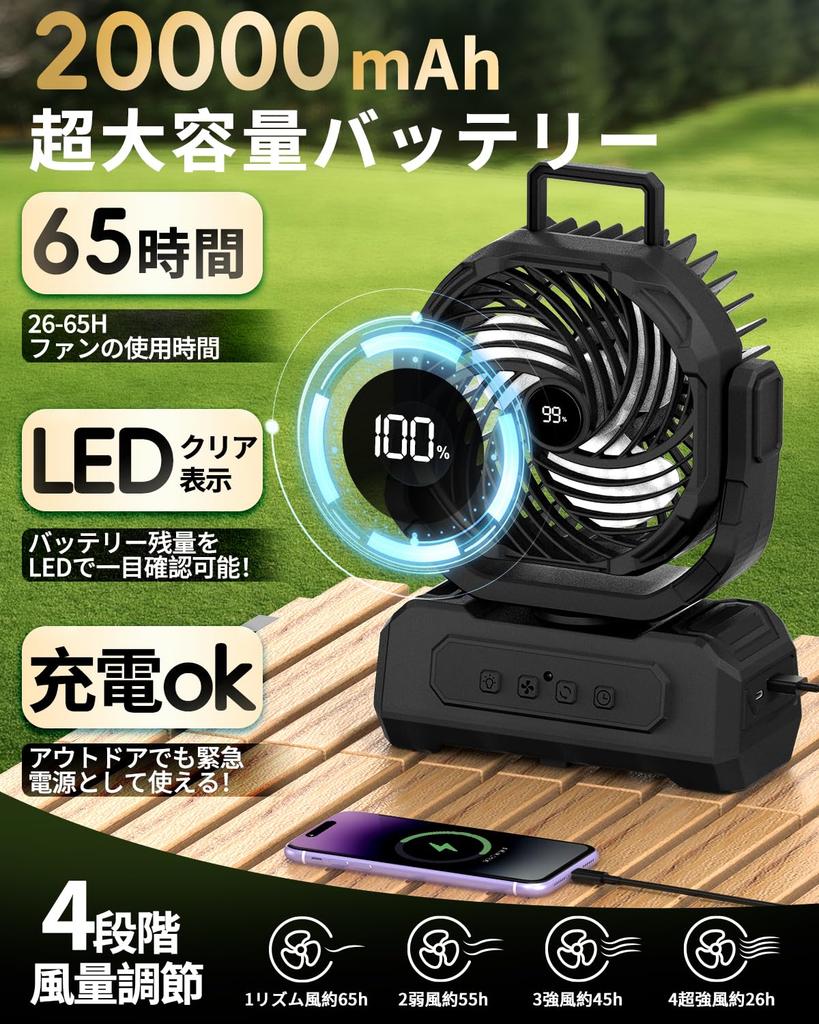 LED Power Airflow LED Digital Camping DC Up to 65 Hours of Continuous 4 Airflow Powerful Automatic Remote Timer Low Perfect for Living Car Emergency