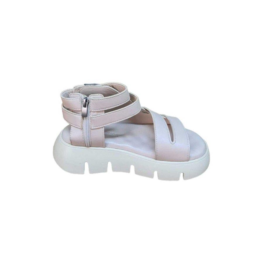 Damen-Freizeitsandalen aus echtem Leder mit Plateausohle