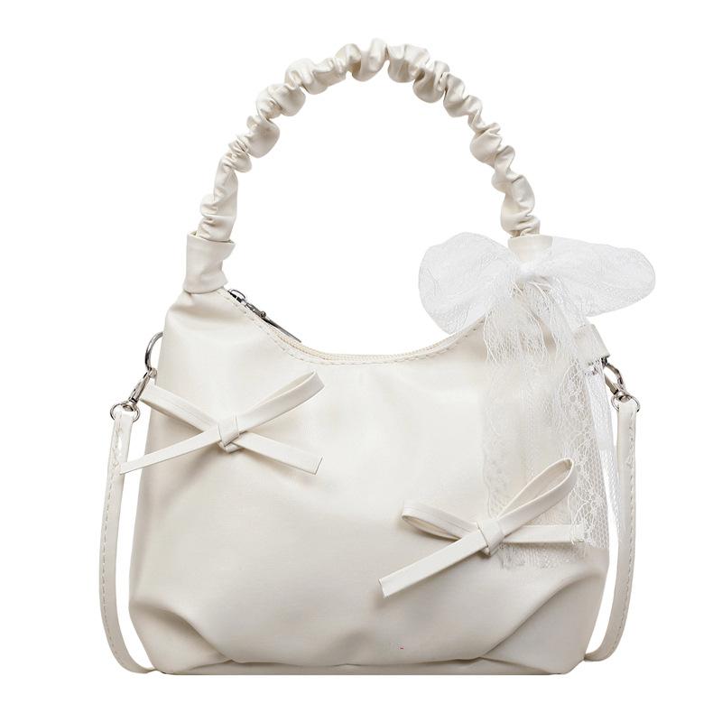 Women s autumn new bow underarm bag women s leisure commuting niche pleated cloud dumpling bag
