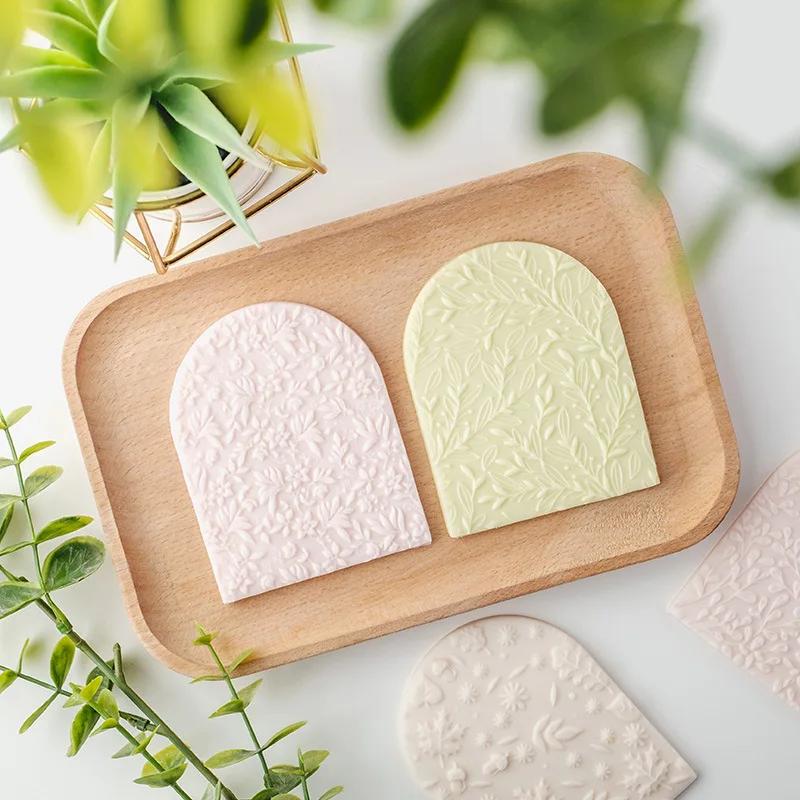Leaf Flower Vine Green Plants Texture Fondant Cookie Cutter Stamp Biscuit Embosser Mold Lace Arched Dessert Cake Decorating Tool