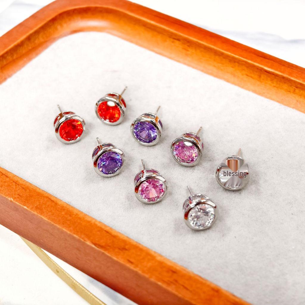 Gessen Elegante Geometrische Ohrstecker mit Zirkonia-Zargenfassung