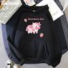 Cow and Strawberry Kawaii Hoodies Casual Pullover Loose Sweatshirt Aesthetic Clothes for Women Funny Sudadera Mujer Blue Cartoon