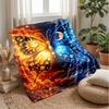 Sun Moon Butterfly Theme Blanket Lightweight Warm Flannel Blanket Decorative Throw Blanket for Home Decoration
