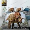 Copripiumino con dinosauro giurassico, Tyrannosaurus Rex, set di biancheria da letto con creature feroci e predatori, copripiumino in poliestere per letto matrimoniale queen size.