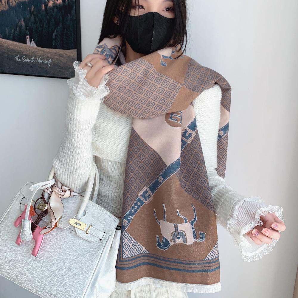 Liu Yifei Langer Schal Damen Winter Halswärmer - Hochwertiger Kaschmir-Imitat Strickschal