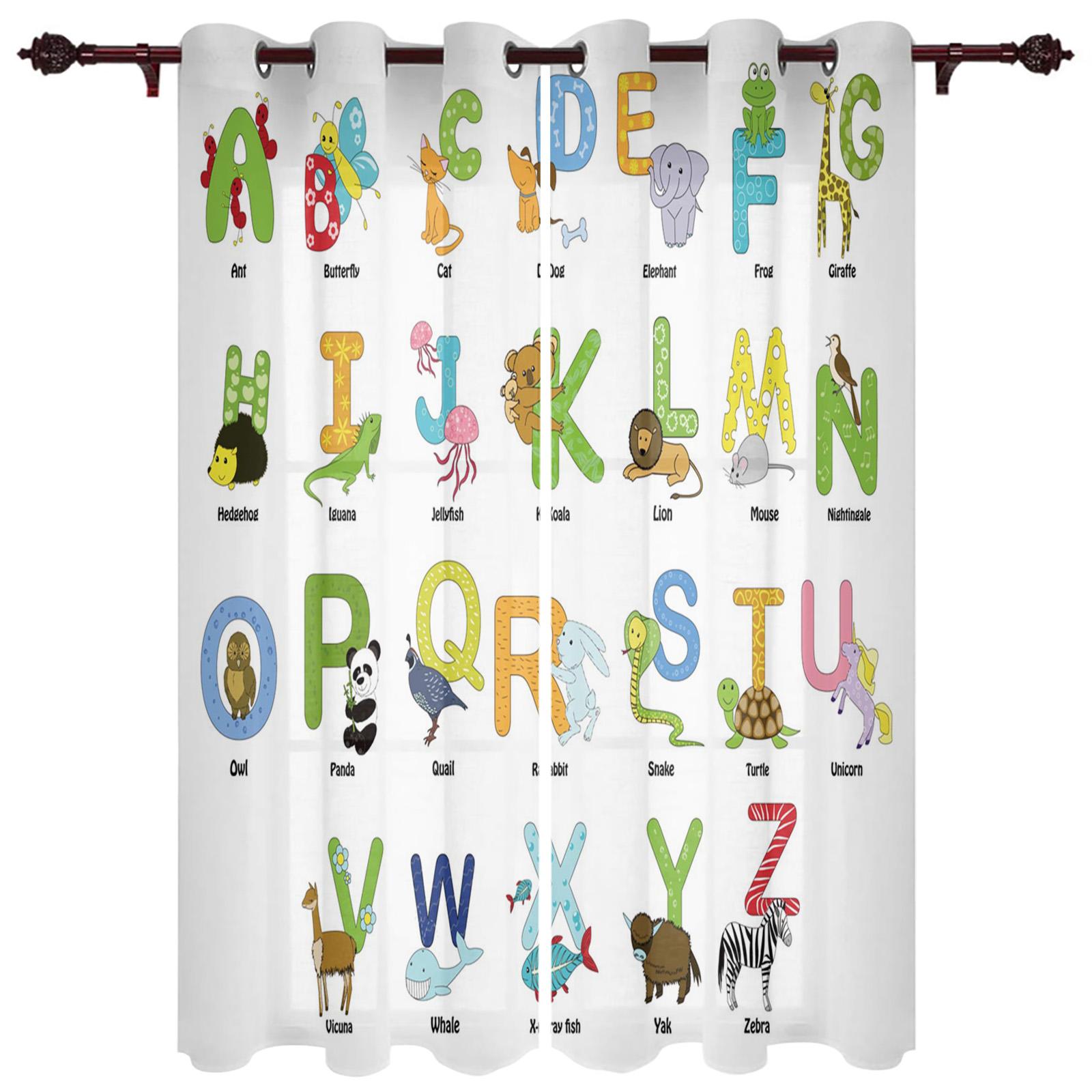 

Современные шторы для гостиной, детские шторы с мультяшным рисунком и английским алфавитом для детской спальни, декор кухни, жалюзи, занавески 135W x 135H(cm) x1