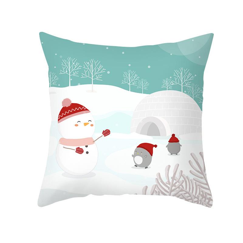 Cartoon Santa Claus Pattern Throw Pillow Cover With Short Plush Print Living Room Sofa Decoration Cushion Cover Pillow Covers