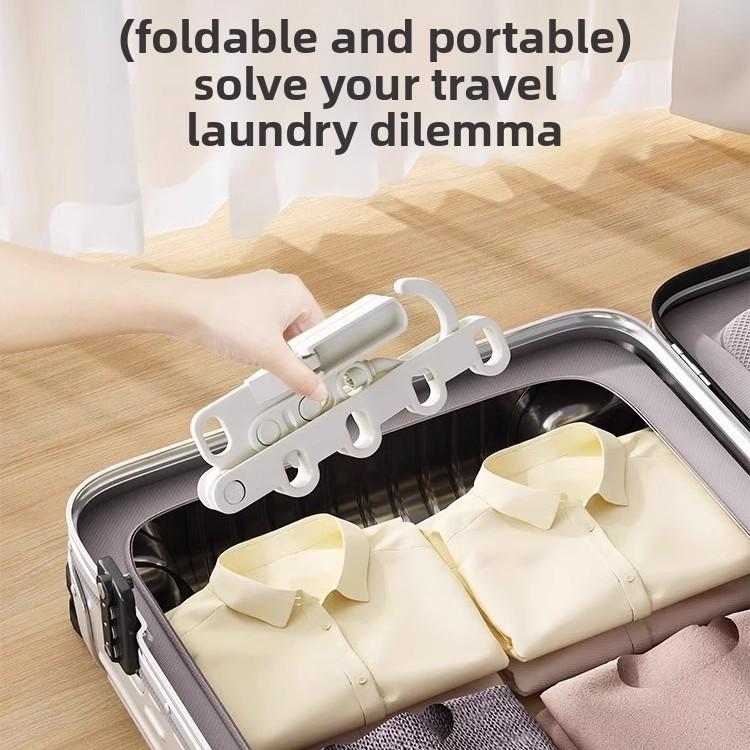 Portable Foldable Travel Hanger Folding Clothes Drying Rack Travel Hangers Hanging Rack with 5 Holes for Hotel Camping Travel