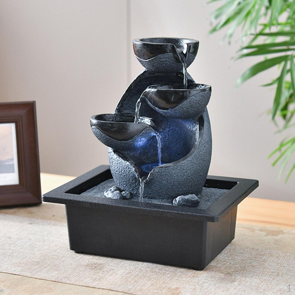 Decorative Tabletop Water Fountain Flowing Feng Shui Outdoor Waterfall Relaxing Table