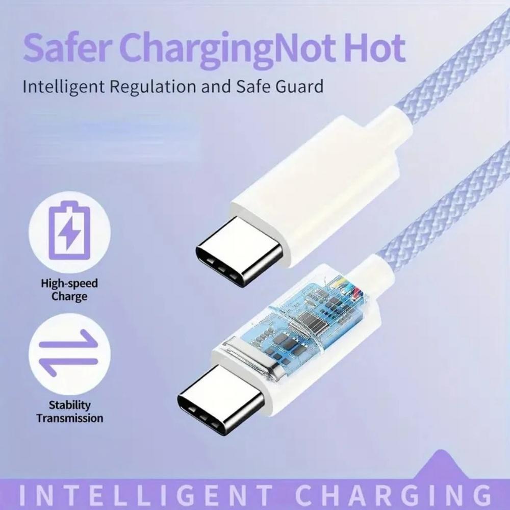 PD 60W USB-C to USB C Fast Charger Cable For iPhone 16 15 iPad Xiaomi Samsung Huawei Honor Type C Weaving Data Cable 1M/1.5M/2M