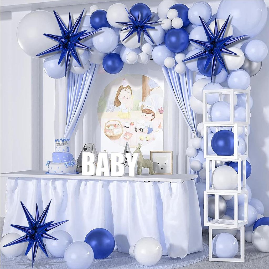 8 Peças Balões Estrela, Enormes Balões Estrela Explosão Azul de Folha de Alumínio para Chá de Bebê Formatura, Suprimentos de Decorações de Festa Azuis