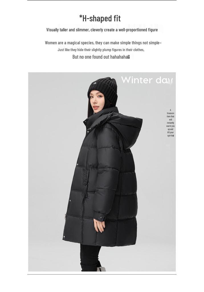 Women's 2024 Korean Harajuku Hooded Cotton Jacket - Winter Warm Detachable Mid-Length Coat