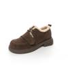 Winter fleece frosted leather shoes women's fluffy shoes new women's shoes soft sole low top cotton shoes outer wear