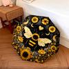 Bee Flower  Pattern, Automatic Folding Umbrella, Portable and Foldable Design, 8 Ribs, a Christmas or Birthday Gift.