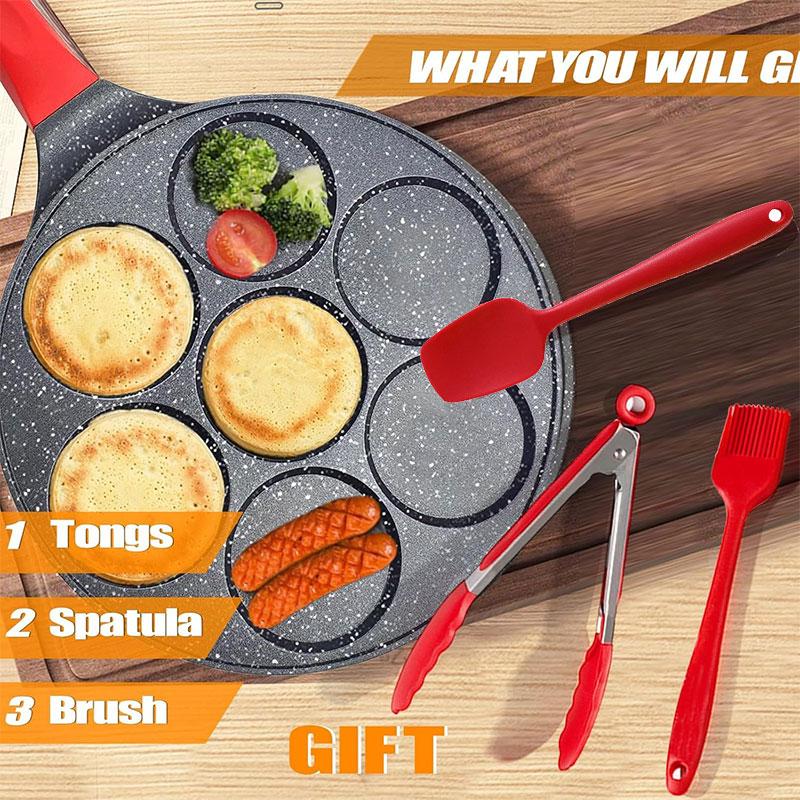 7-Cup Omelet Mini Pancake Cooker Pan Breakfast Nonstick Pancake Griddle Egg Frying Pan Skillet Gas Stove & Induction Cookware