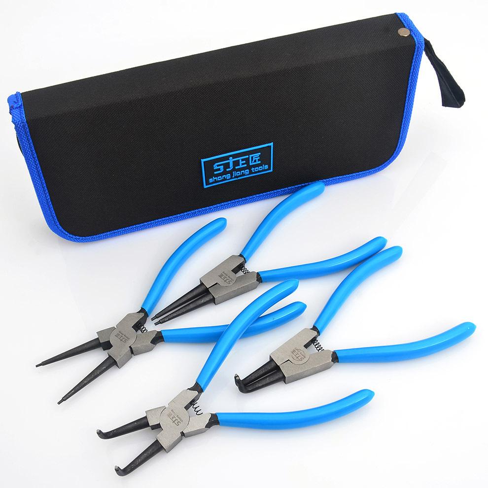 Multifunktions-Sicherungsringzange: Gelbe Sicherungsringzange mit externer/interner Unterstützung, gerade/gebogene Ausführung