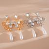 DIGADAGU Legierung Imitation Perle Strassstein Blume Hängende Ohrringe Neue Einfache Luxus Ohrringe Damen Party Zirkon Accessoires