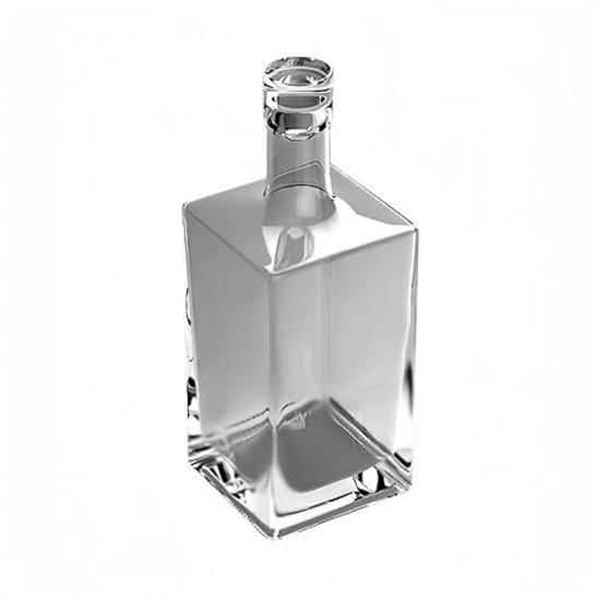 Kulangsu Empty Bottle Lead-free Glass Square Storage Wine Sake Shochu Sealed Fruit Syrup Water Crystal 500ml Refill Container Lid Corked