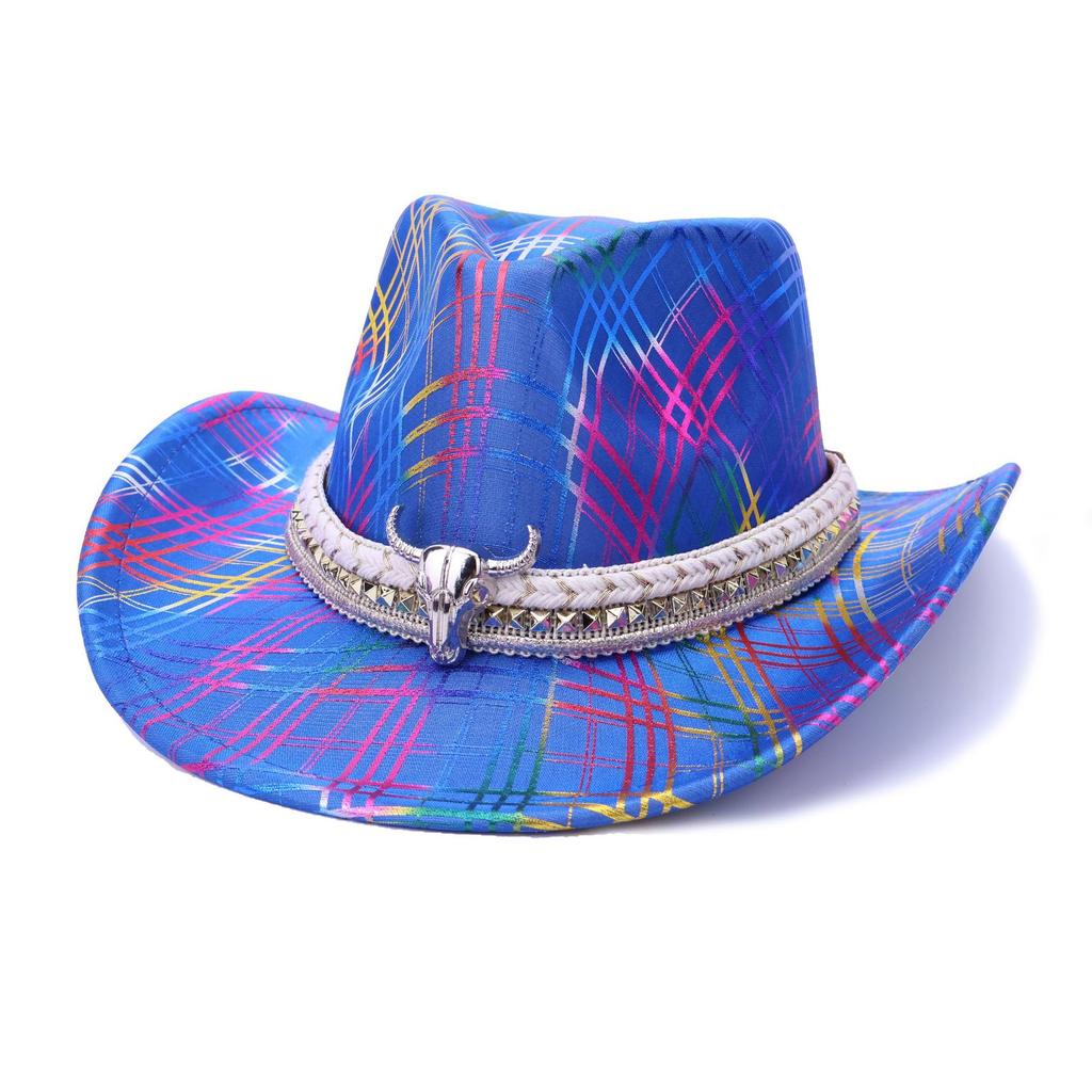 Colored Western Cowboy Hat Men'S And Women'S Versatile Jazz Hat Holiday Party Party Top Hat