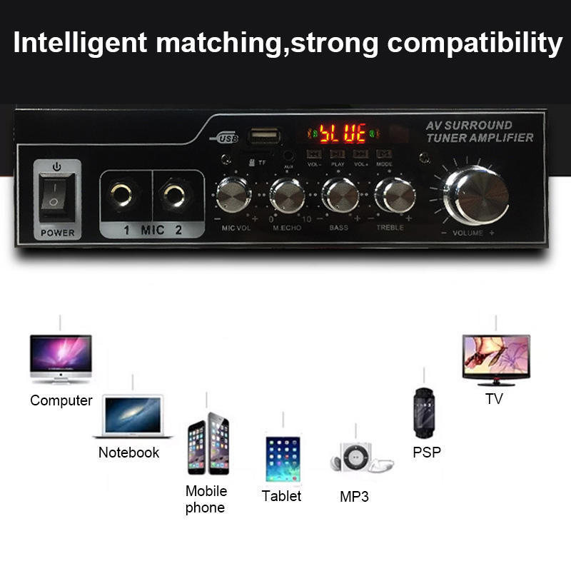 Bluetooth Amplifier Speaker Audio Stereo FM Radio Remote Controller