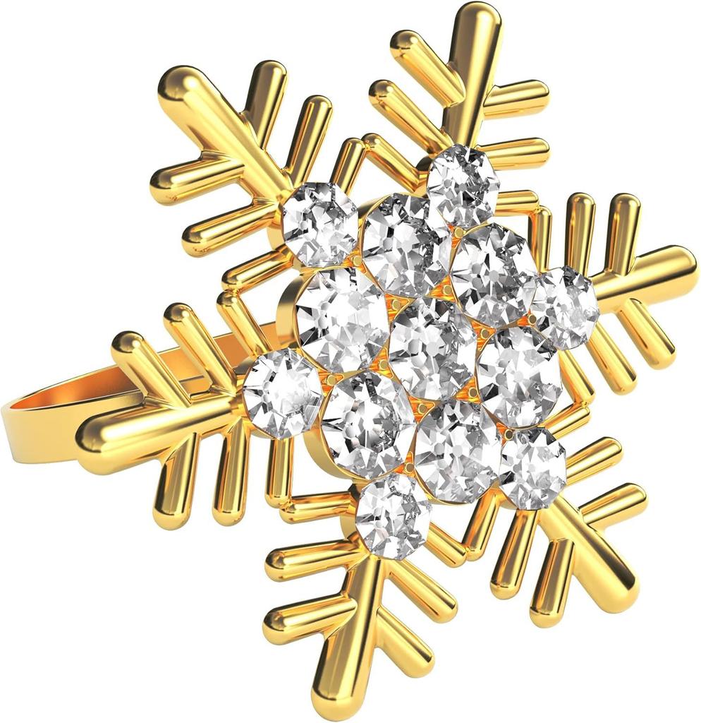 Snowflake Napkin Buckle Pearl Napkin Ring Christmas Metal Napkin Rings Restaurant Bar Kitchen Table Napkin Accessories