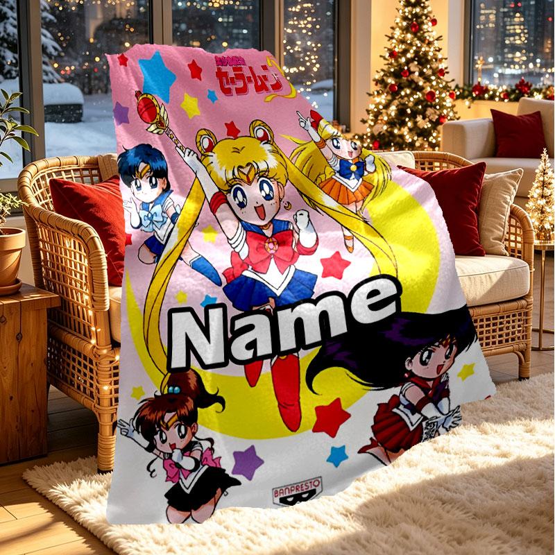 Benutzerdefinierte personalisierte Sailor Moon Druckdecke, Heimdekoration, Schlafzimmer, Sofa, Camping, Couch, Geschenke für Geburtstag Weihnachten