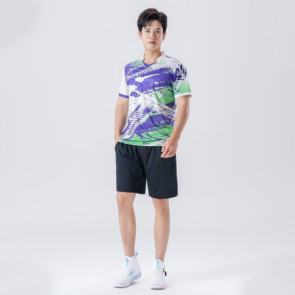 Anmurye Short Sleeve Table Tennis with Geometric Perfect for and and Stylish Summer Wear for Practice Size Men's T-Shirt Pattern, Badminton, Training,
