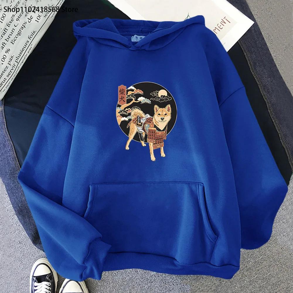 

Рамен Сиба Самурай в Красной Броне Толстовки Женские Каваи Собака Графический Свитшот с Капюшоном Мужская Одежда 3XL