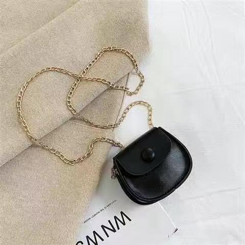 

Cute Children s Coin Purse Handbags PU Leather Kids Small Square Messenger Bags Fashi Chains Girls Boys Saddle Shoulder Bag чорний