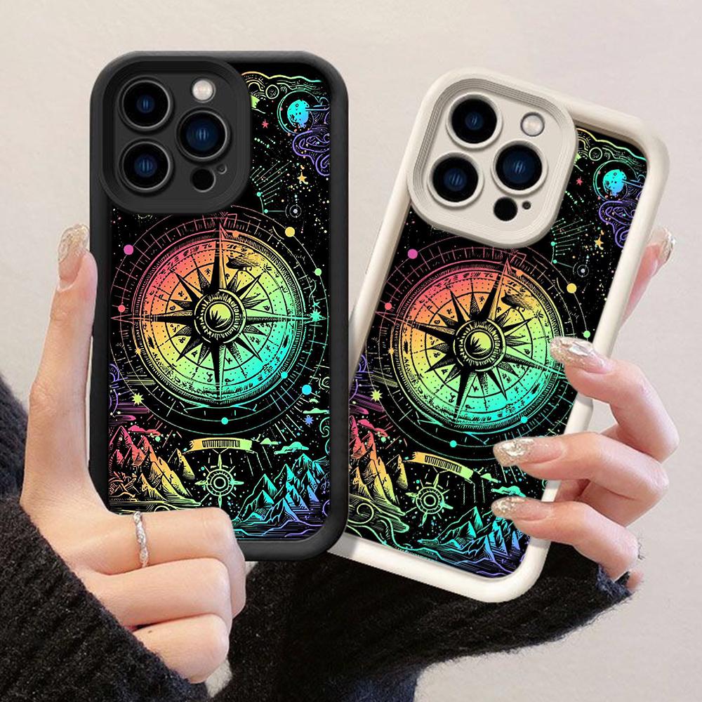JT366 Mystic Compass Art for iPhone 17 16 15 14 13 Pro Max Samsung S26 S25 Ultra A17 A07 A56 A16 A15 Xiaomi 15T Redmi 15c Note 14 13 Soft Case