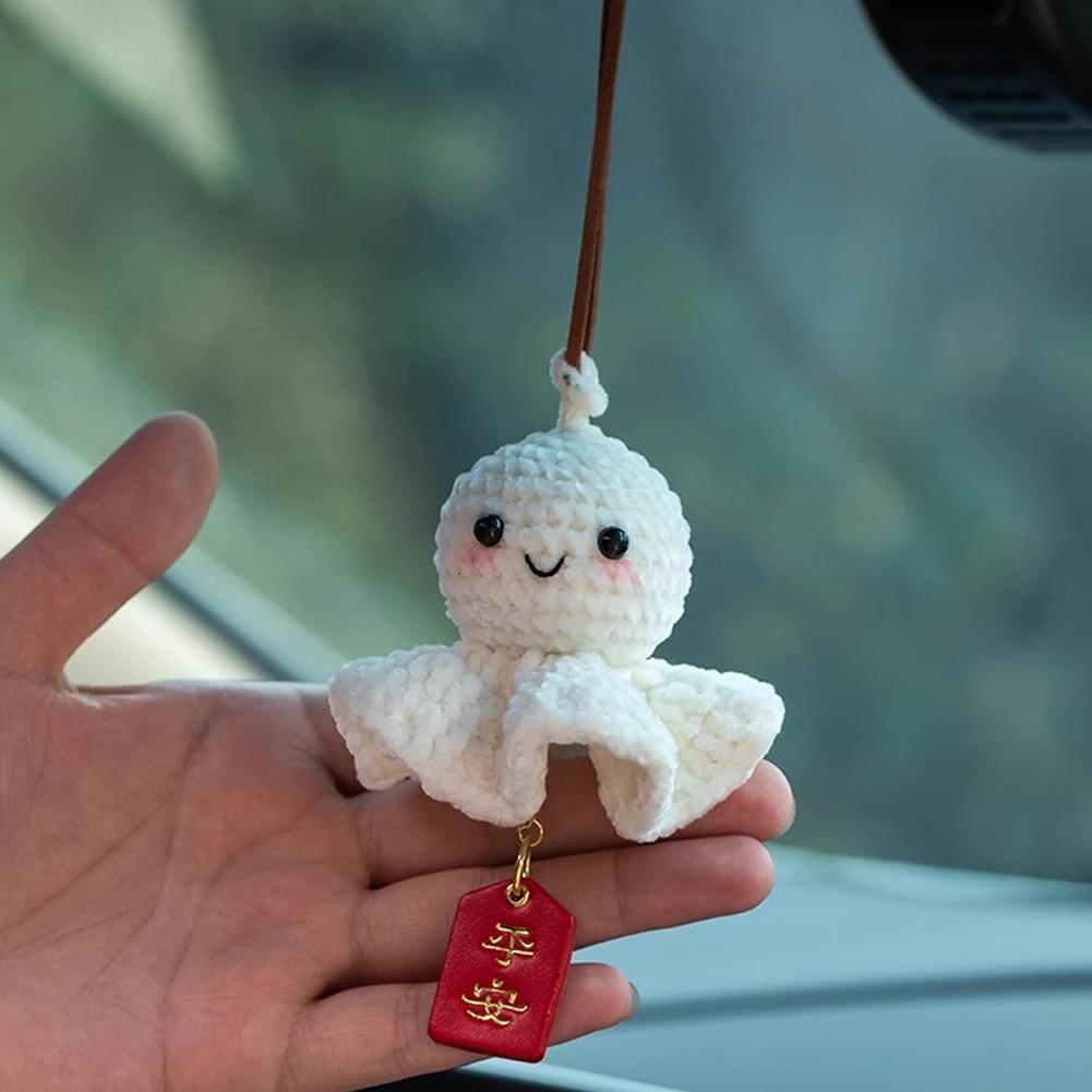 Niedliche Plüsch-Autospiegel-Hängeornamente, Amulette für sicheres Fahren, Fahrzeug-Innenausstattung, Auto-Innendekorationen für Mädchen