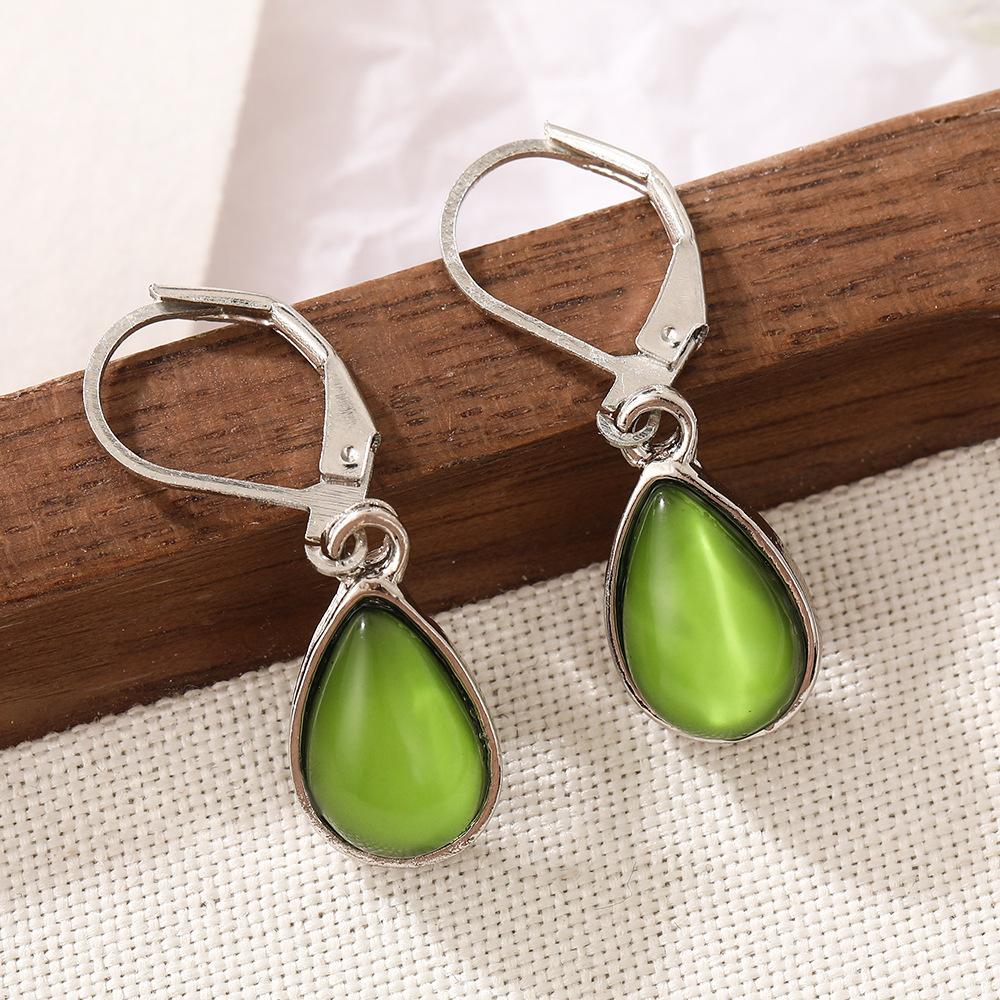 

Elegant Cat Eye Drop Earrings Fashion Korean Chic Rhinestone Zinc Alloy Earrings 1*3CM зелений