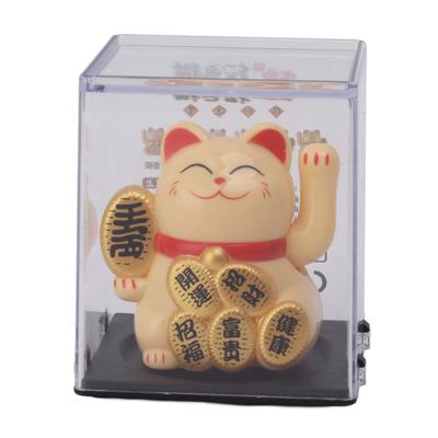 Solar Powered Lucky Cat 2 Inch Mini Cute Solar Waving Cat Lucky Wealth Welcoming Cat for Home Car