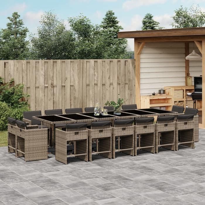 VidaXL Ensemble à manger de jardin 17 pcs et coussins résine tressée 3278011