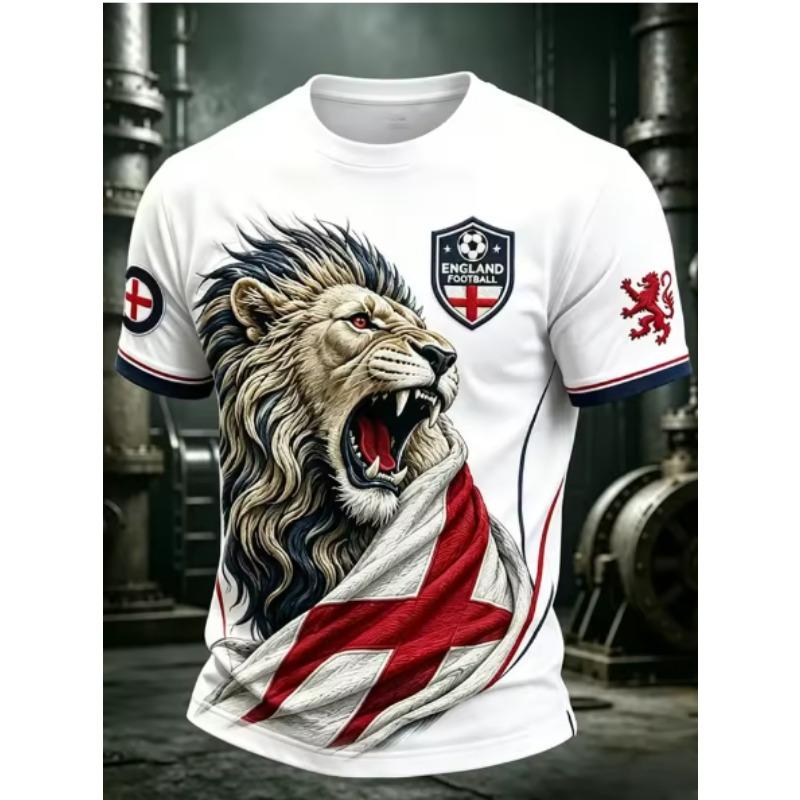 22026 Nowa Męska Koszulka Piłkarska 3D Anglia Szybkoschnąca Koszulka Sportowa Męska Koszulka Streetwear Damska Koszulka Y2K
