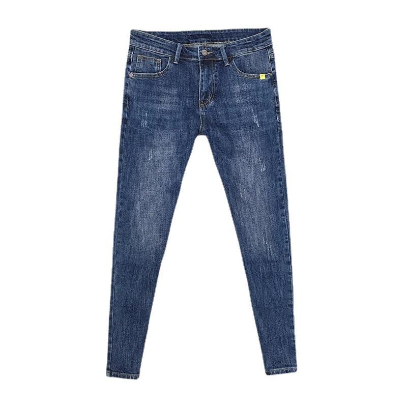 2023 Slim Fit Nine-Point Korean Style Jeans for Men: Trendy Stretch Pencil Pants