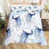 Teal Warm Comforter Cover Set King-Sized Dimensionsd Dimensions Ocean Decor,Jelyfish Soft Duvet Cover Nautical Sea Beding Set Marine Life Retro