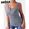Women's Fashion Casual Summer Solid Color Print Sleeveless U-Neck Blouses & Shirts