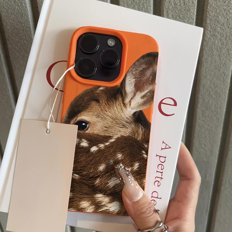 

Чехол для телефона с рисунком оленей Сика, узор из кожи личи, для iPhone 17 16e 16 15 14 13 12 11 Air Pro Max Plus X XR XSMax iPhone 11