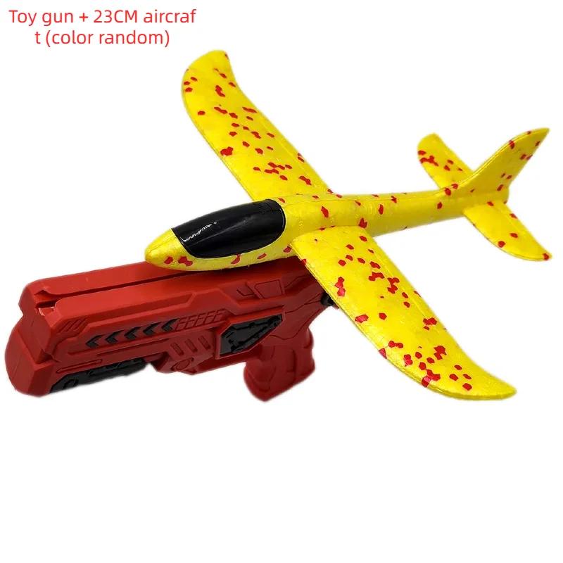 Outdoor Games Kids Glider Flight Flying Throw Foam Plane Shooting Gun Catapult Plane Launcher Toy for Kids Shooting Toy