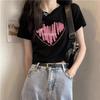 Women's 2023 Summer European Style White Textured Heart Cropped T-Shirt
