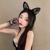 Black Sexy Cat Ears Headband Female Lace Mask Eye Mask Face Mask Mesh Veil Hair Accessories Halloween Headgear