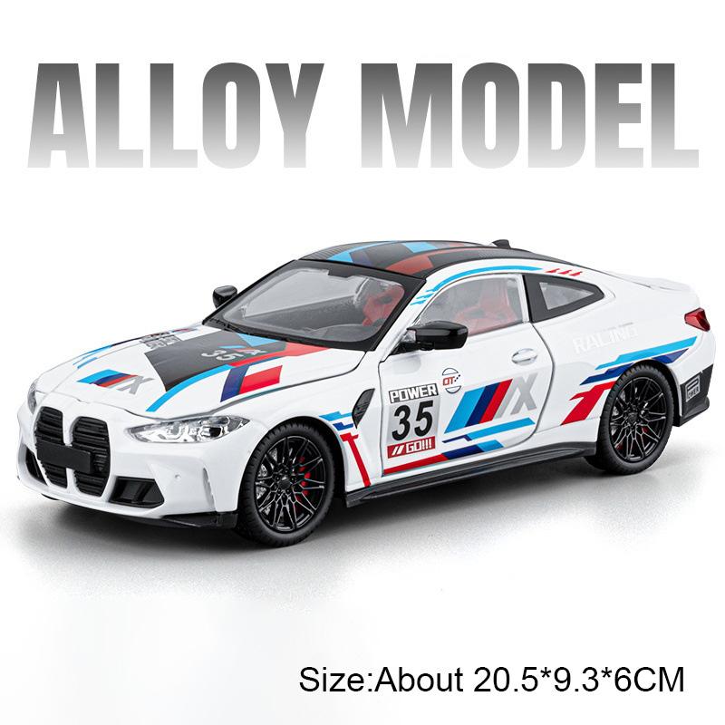1:24 Scale M4 M3 GTR E46 Car Model Toy Front Wheel Steering Shock Absorption Miniature Cars Models Toys Adults Creative Gifts