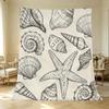 Thick Warm Flannel Blanket Marine Design (Shell & Starfish), Soft Cozy Throw for Home, Guest Room, Single Use, Christmas & Halloween