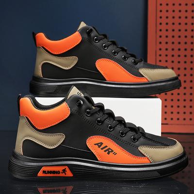 2023 Men Shoes Wear-resistant Anti-skid Skateboarding Shoes High Top Popular Casual Board Shoes Color Spliced Sports Outdoor Sneakers