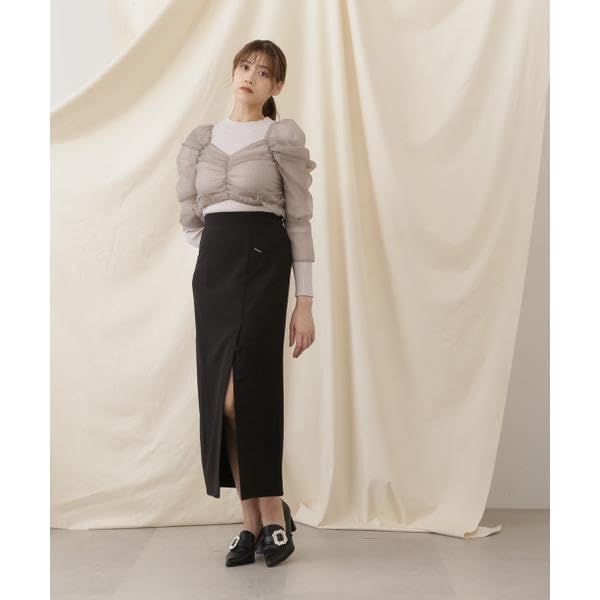 [JILL by JILL STUART] Gathered Short Take Blouse Layered Knit
