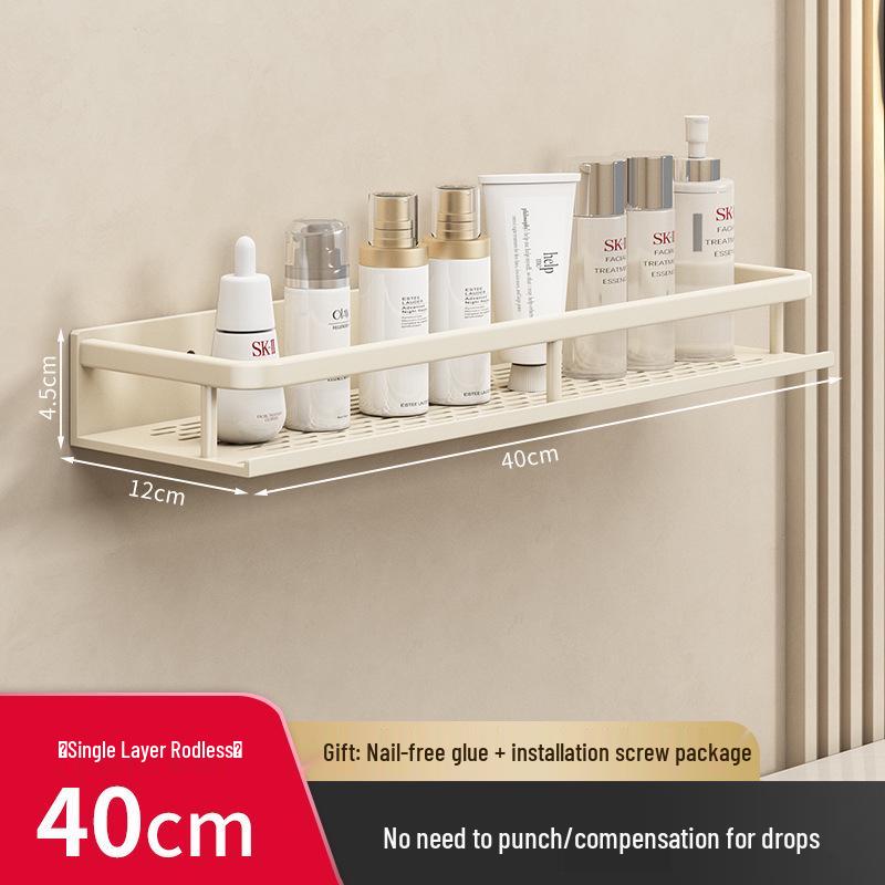 Luxury Wall-Mounted Bathroom Shelf with No-Punch Storage Rods