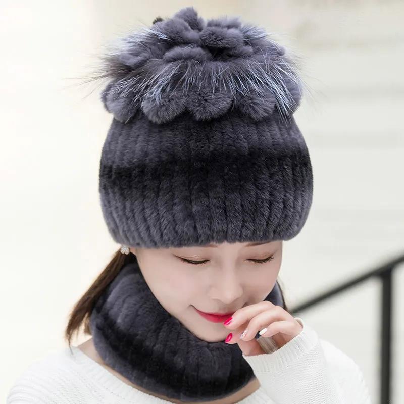 Women's Hat Winter Imitation Rabbit Fur Thick Warm Knitted Hat Korean Fashion Ear Protection Fur Hat